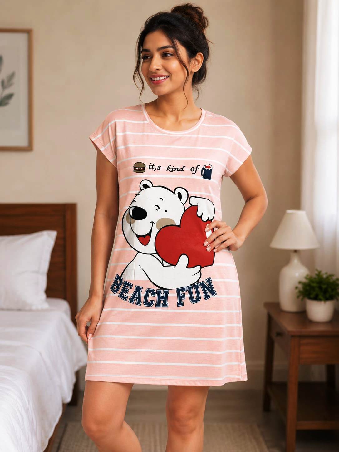 women  printed cotton night dress