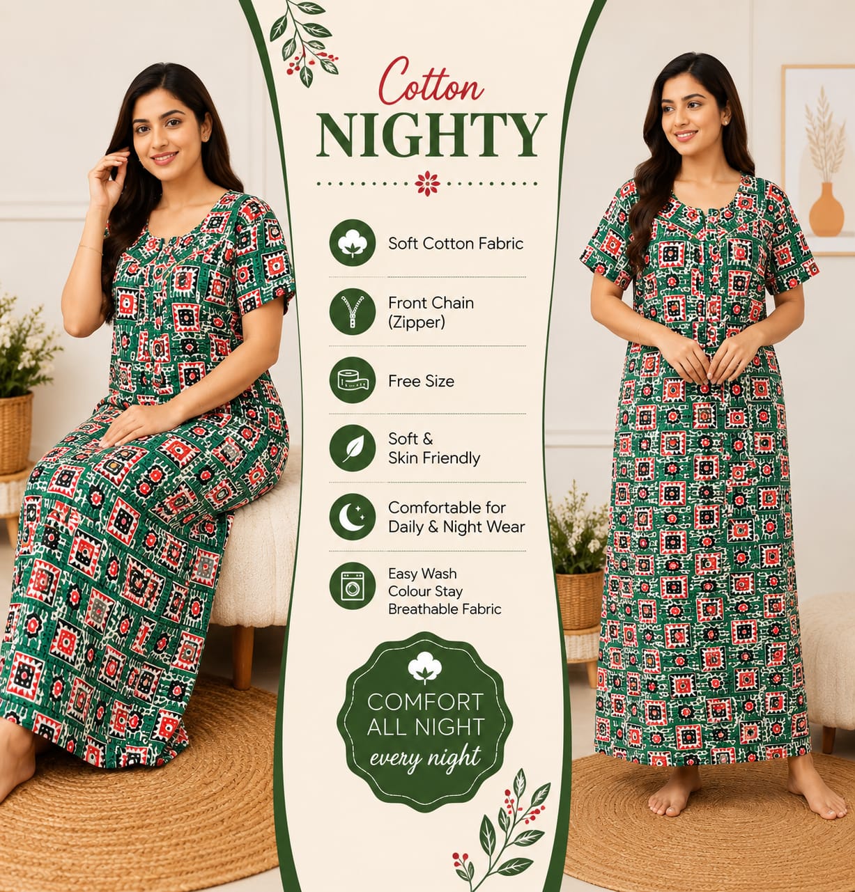Premium soft cotton nighty