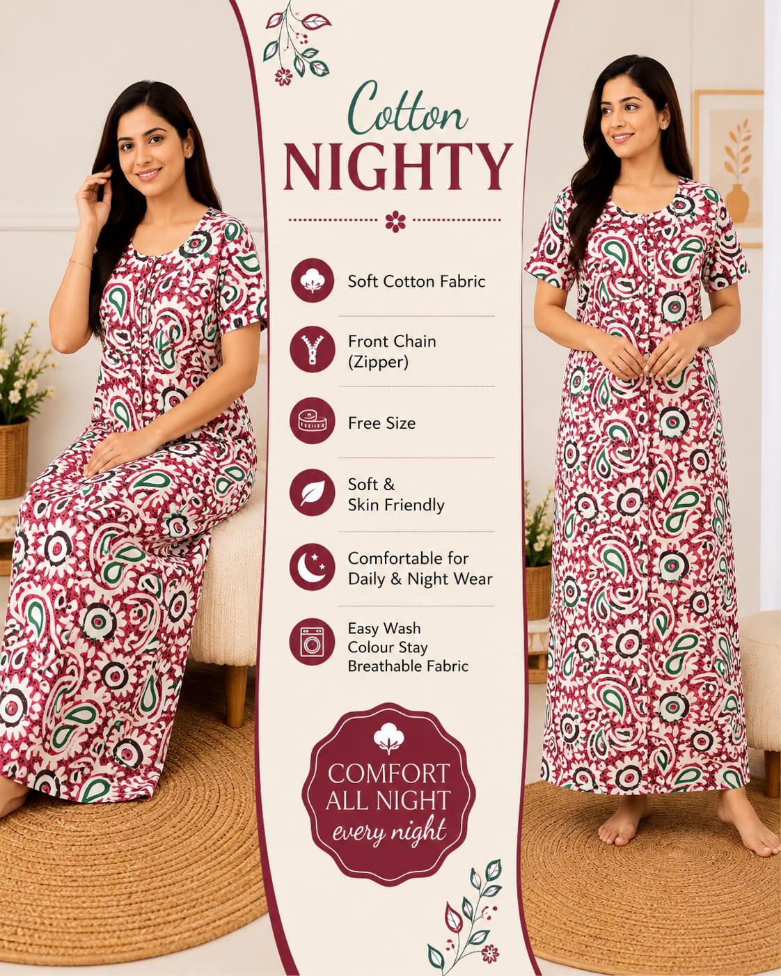 Premium soft cotton nighty