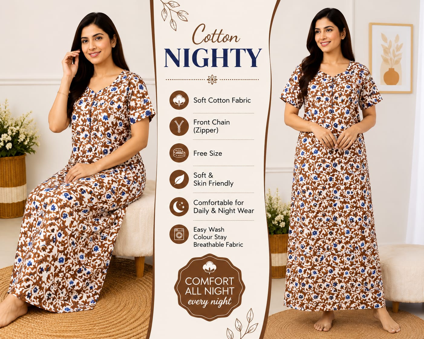 Premium soft cotton nighty