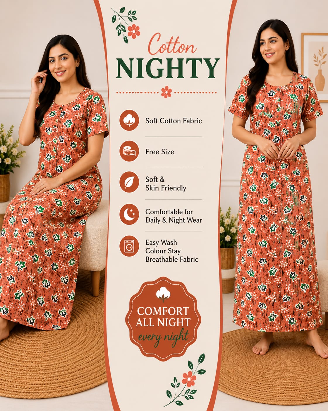 Premium soft cotton nighty