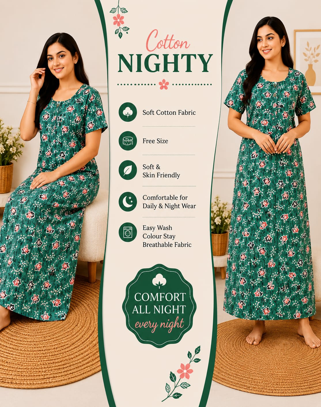 Premium soft cotton nighty