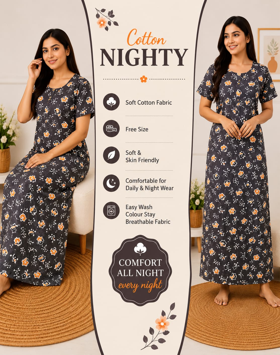 Premium soft cotton nighty