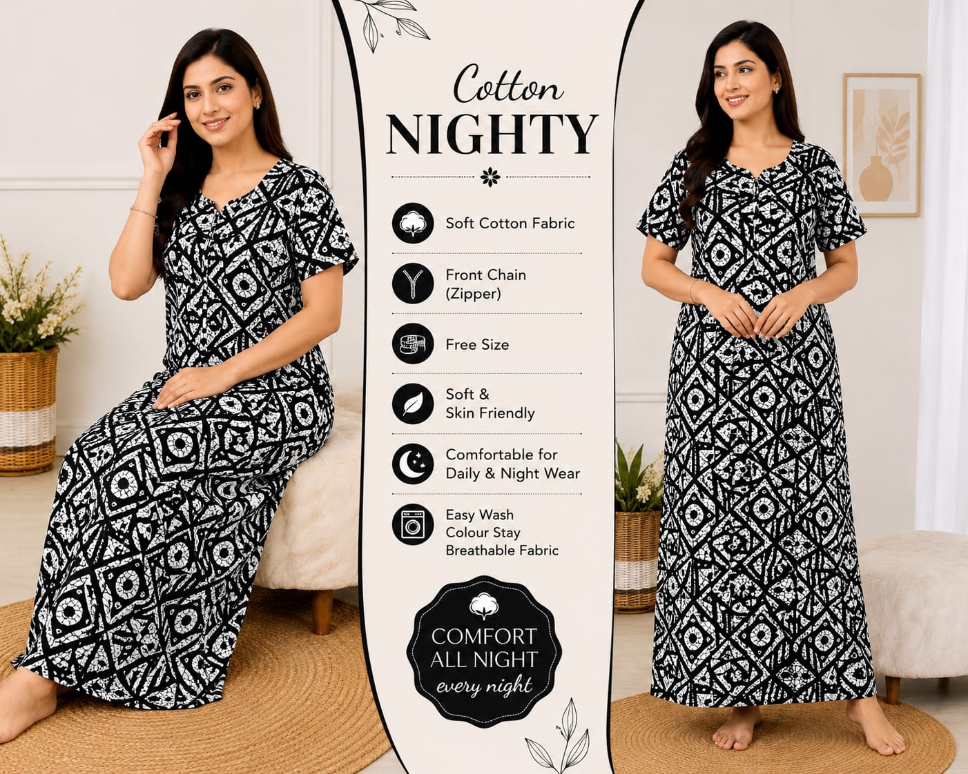 Premium soft cotton nighty