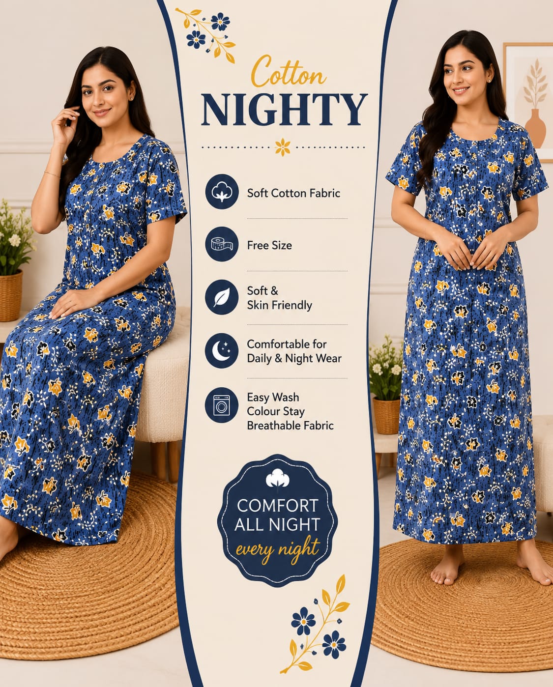 Premium soft cotton nighty