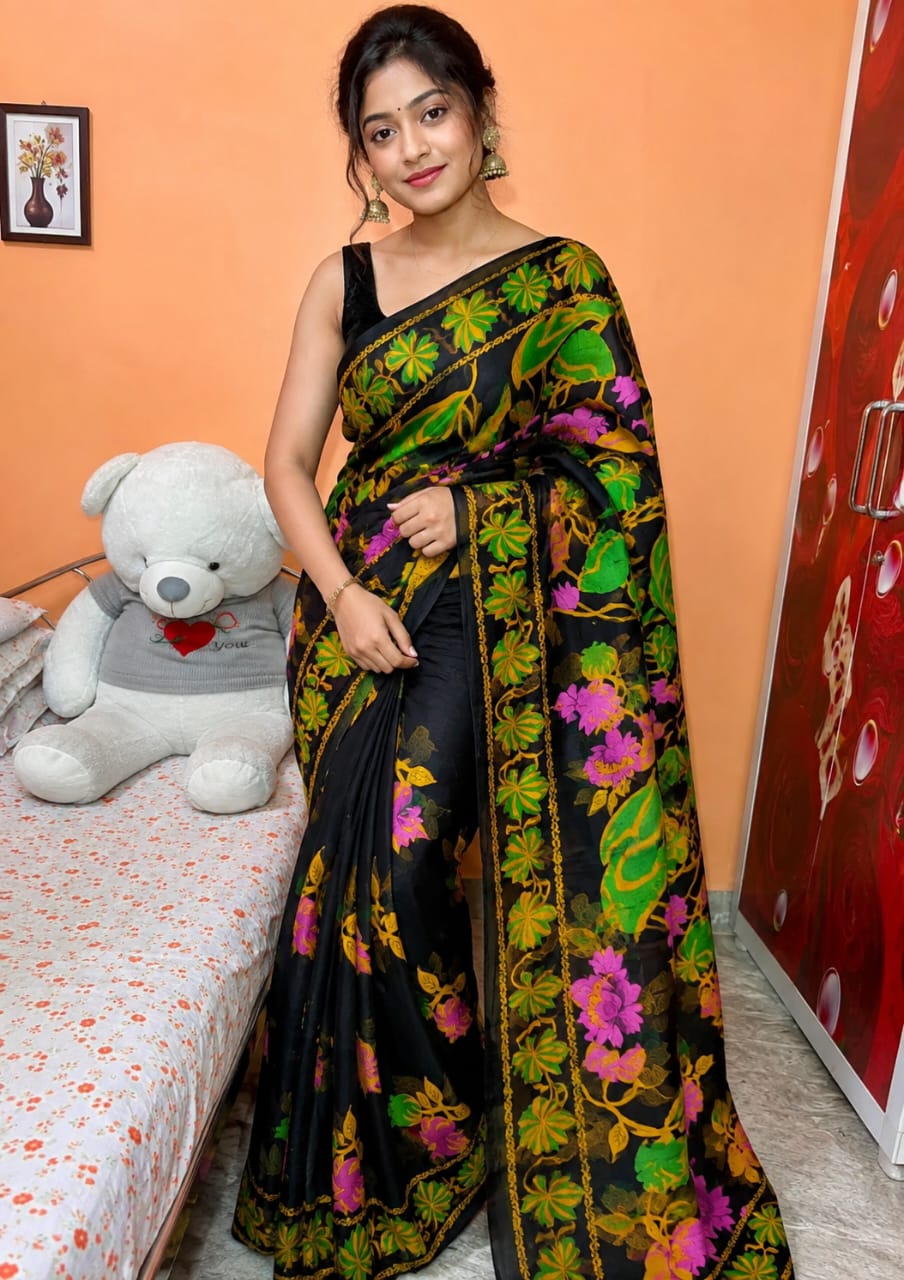 Soft padma dhakai jamdani saree
