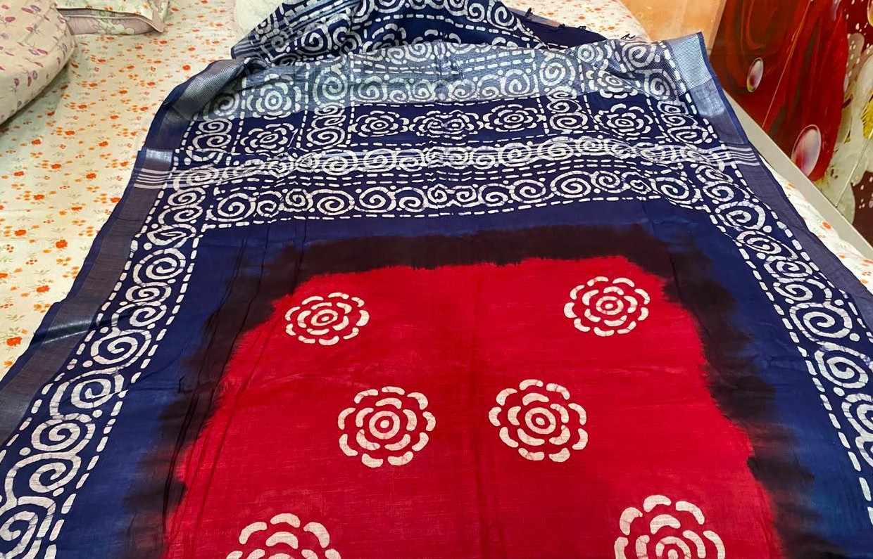Premium soft cotton lilen batik saree