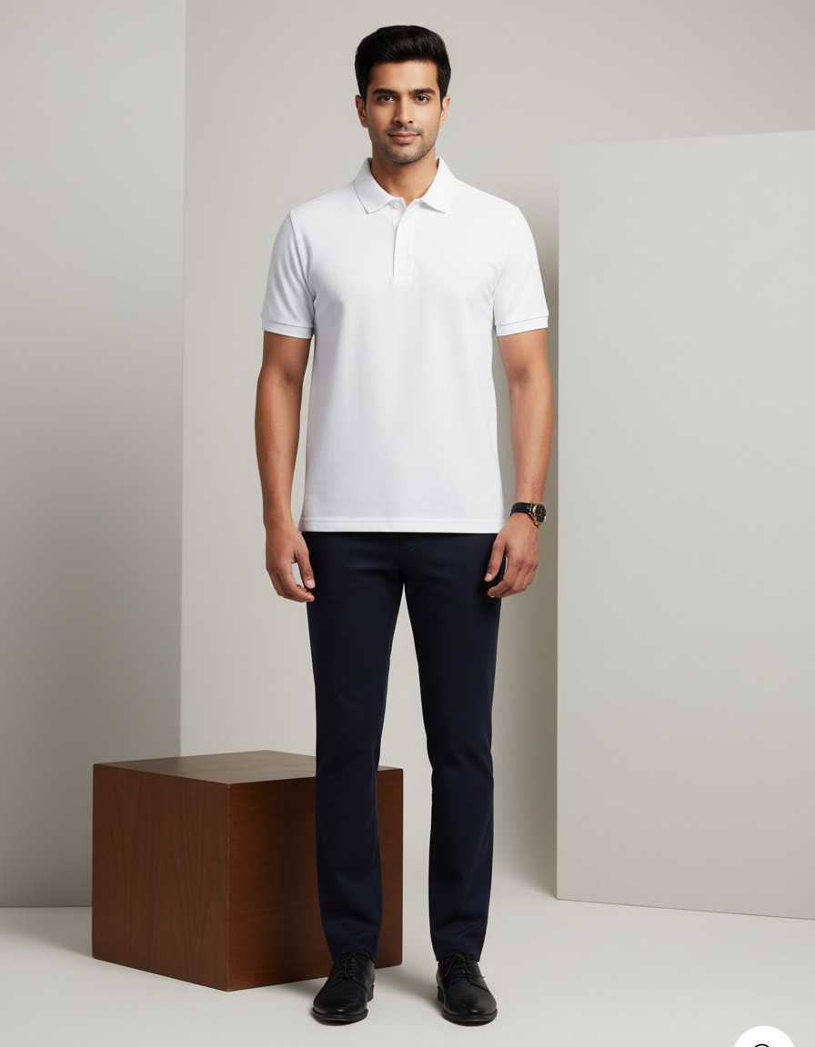 white Cotton Polo T-shirt